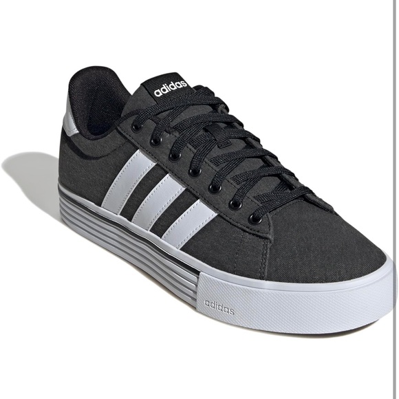 adidas Black Canvas Low-Top Sneaker with White Stripes main image 5